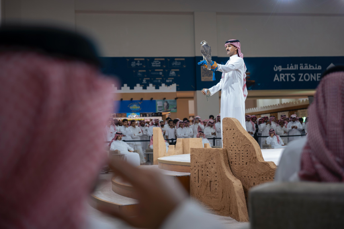 Falconry demonstration at the International Saudi Falcons and Hunting Exhibition