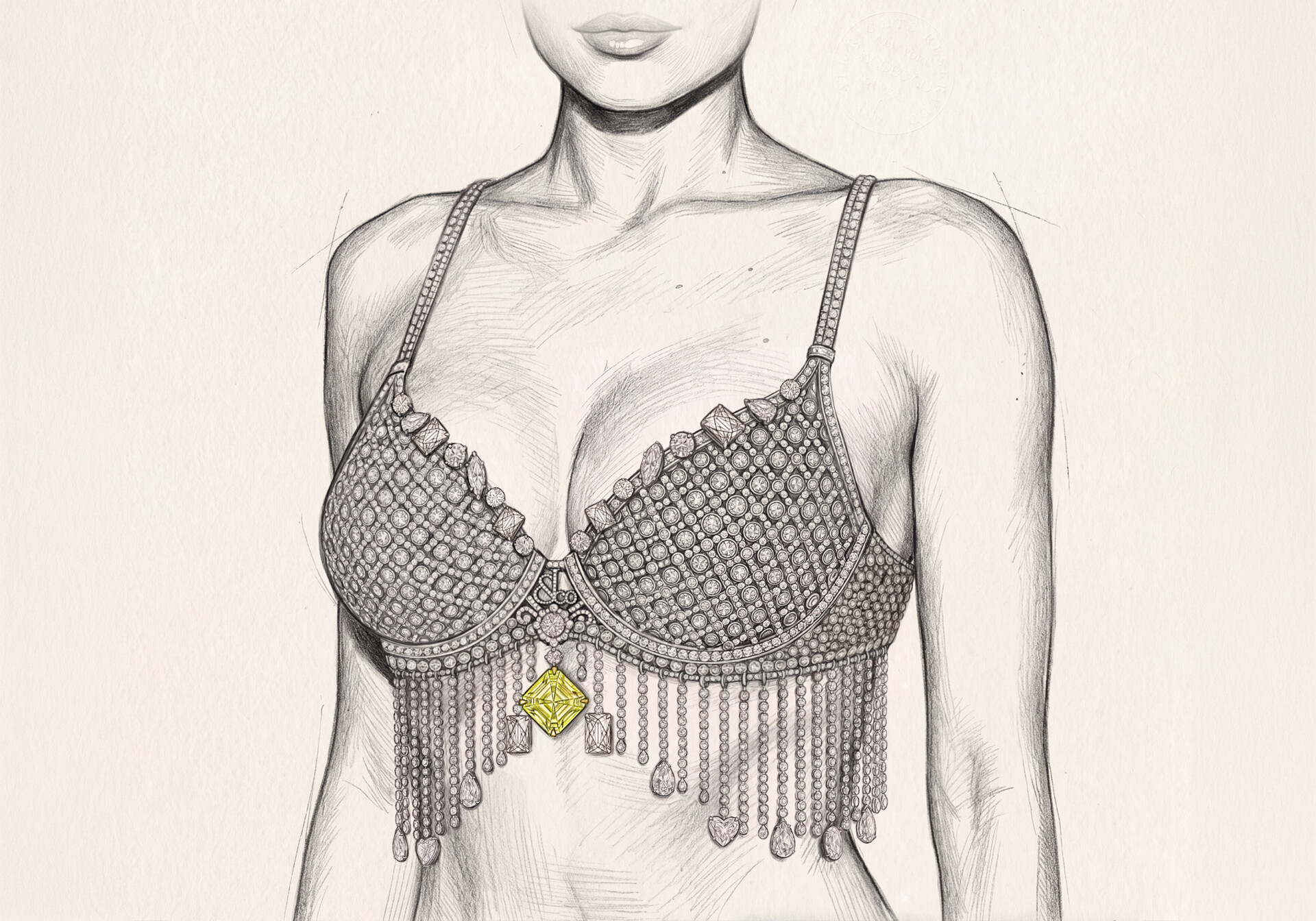 A design sketch of the Jacob & Co. Fantasy Bra